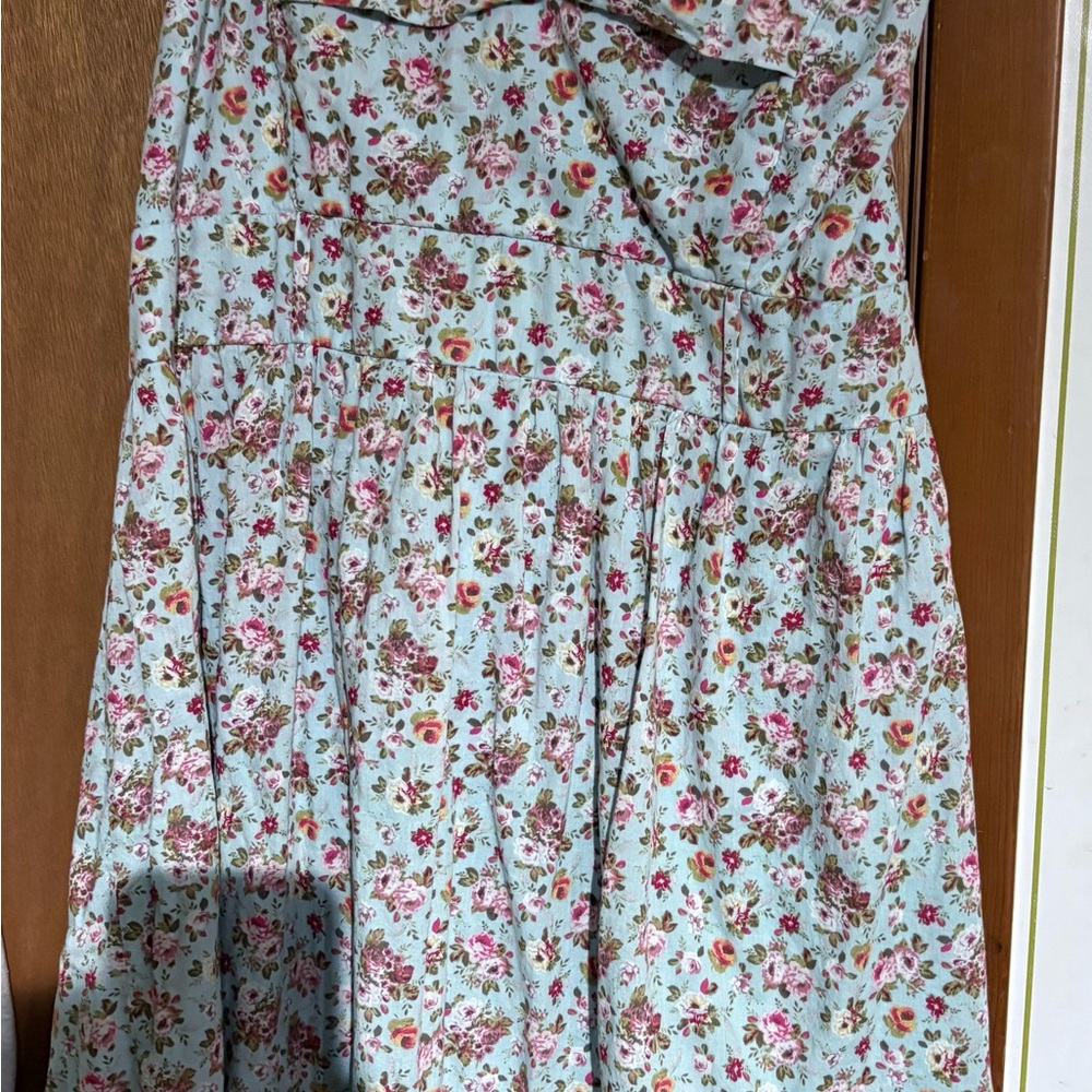 Deb Floral strapless dress - Pink and Green